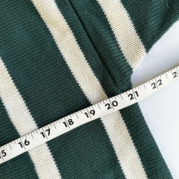 Vintage Suburban Petites Cardigan Sweater Green Cream Stripe Knit Women’s PL - Picture 6 of 9